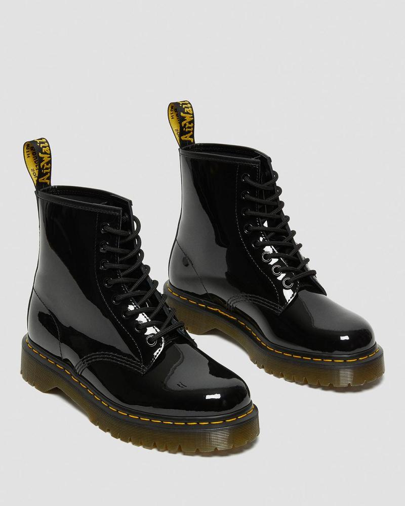 Men's Dr Martens 1460 Bex Patent Leather Lace Up Boots Black | AU 502TCE